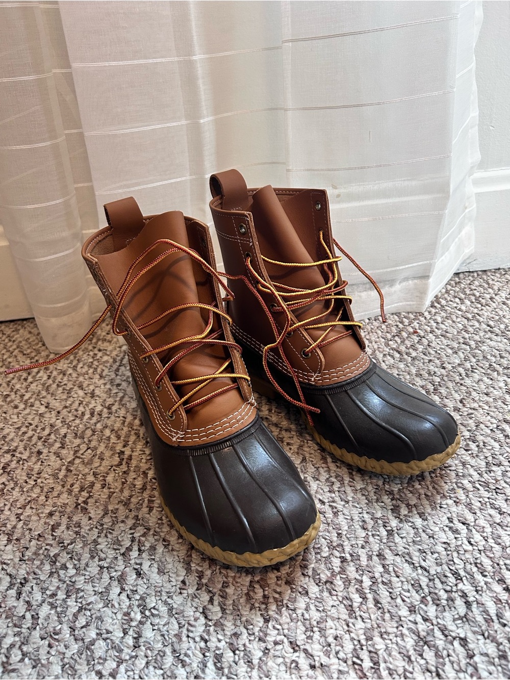 L.L. Bean Bean Boots Waterproof Duck Lace Up Brown Ankle Rain Boots Women’s 9